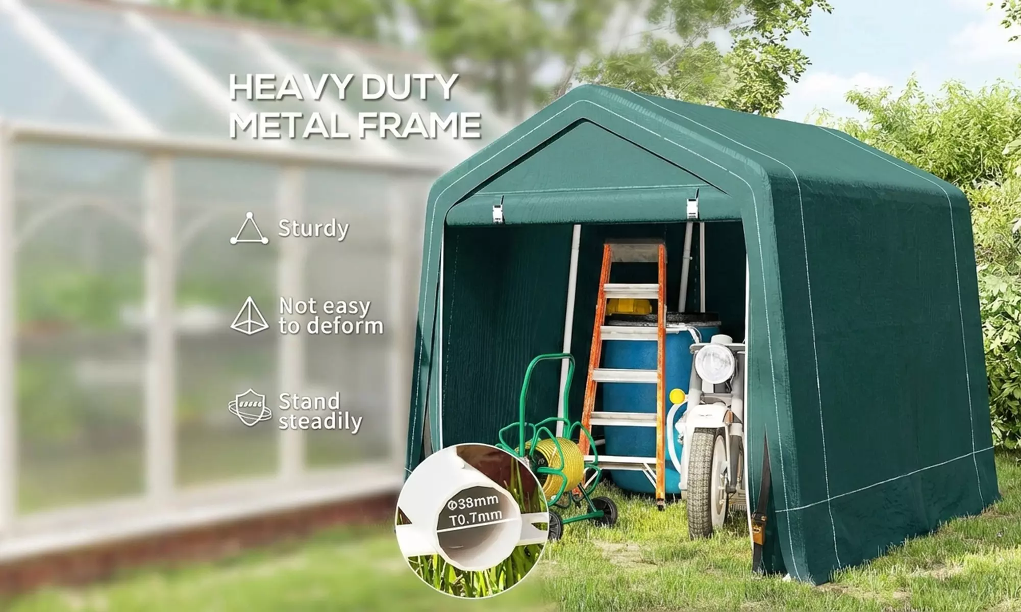 Outsunny Outdoor Garden Storage Shed Waterproof Bike Tent
