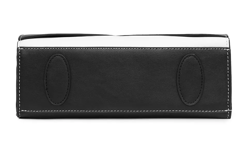 Women PU Leather Classy Contrast Panel Shoulder Bag