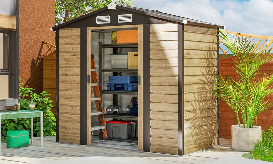 Image 1: Outsunny 7ft x 4ft Metal Shed with Lock
