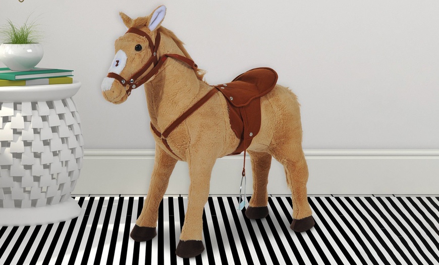 Image 10: Plush Sit-On Pony Toy