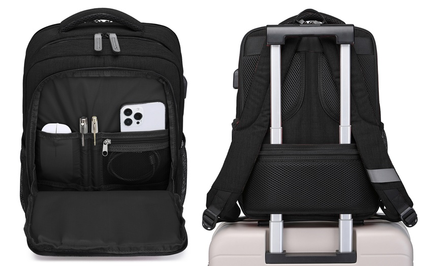 Image 17: KONO Travel Backpack Business Bag with USB Port and Laptop Compartment