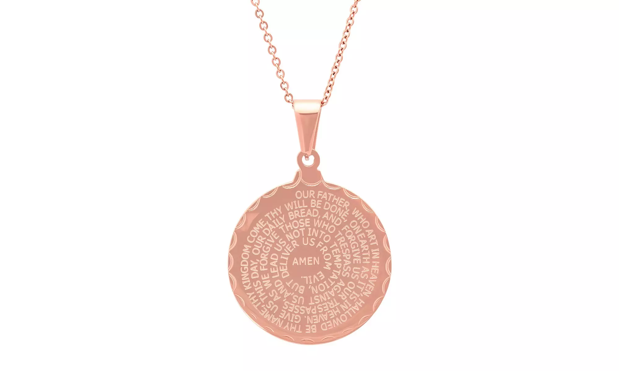 Ladies Double Sided Stainless Steel Lord's Prayer And Serenity Prayer Pendant
