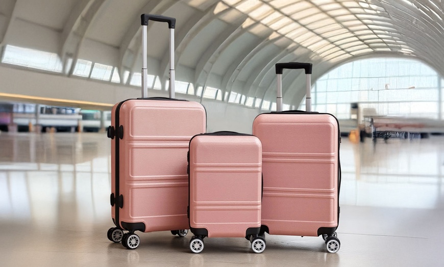 Image 9: 3 Piece ABS Suitcase Set with Combination Lock