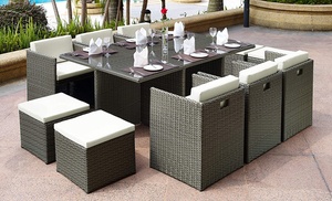 11-Piece Rattan-Effect Cube Dining Set