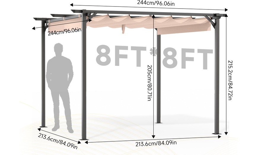 Image 11: Pergola with Retractable Sun Shade Canopy