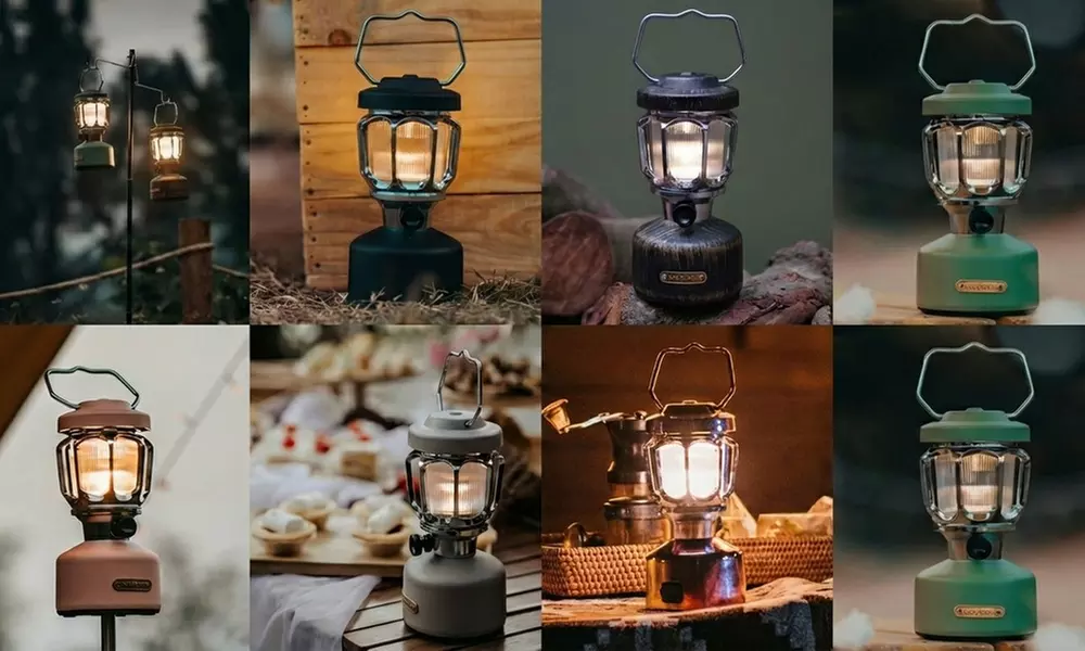 Draagbare vintage led-lantaarn met ingebouwde powerbank