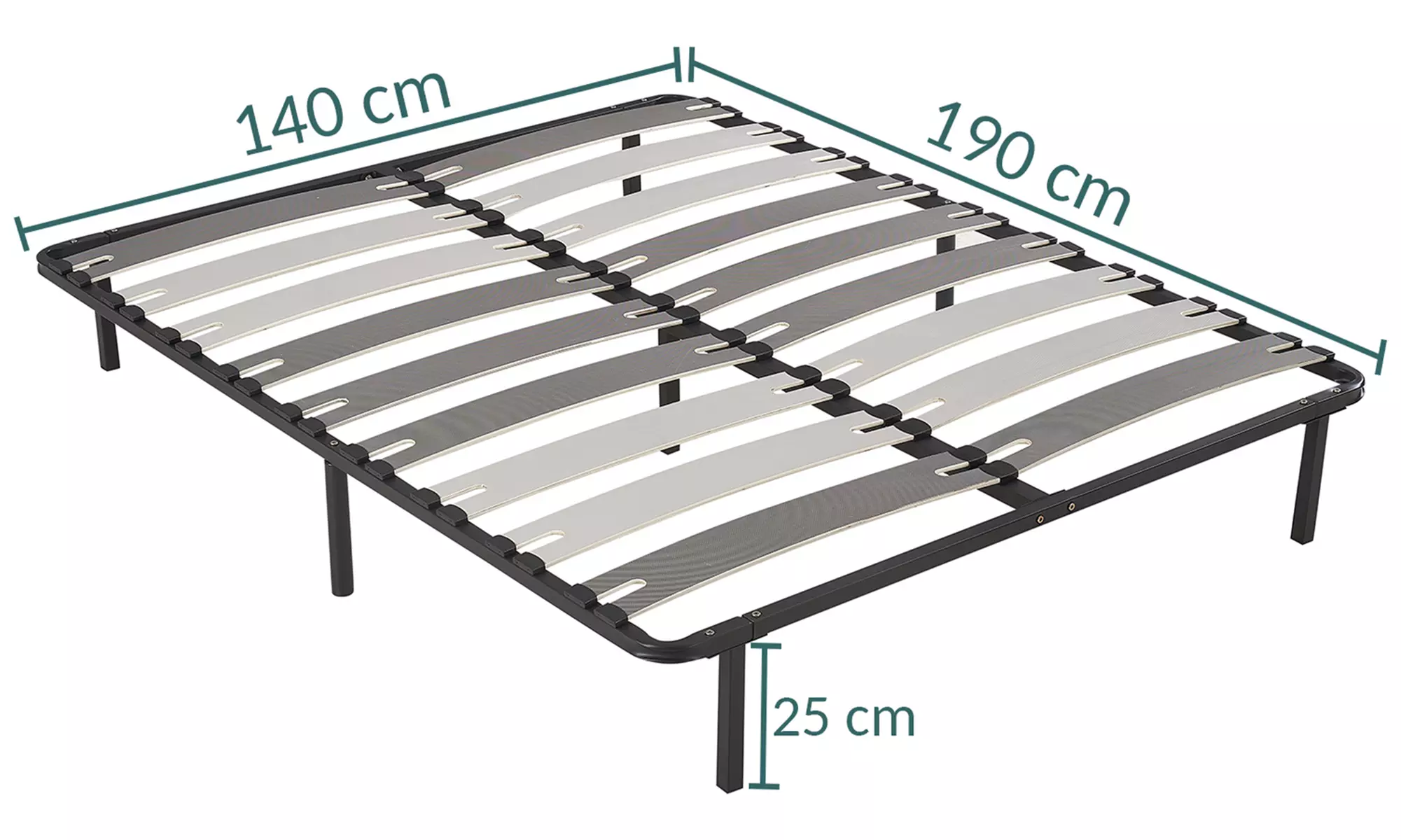 Sommier orthopédique à larges lattes, pieds inclus