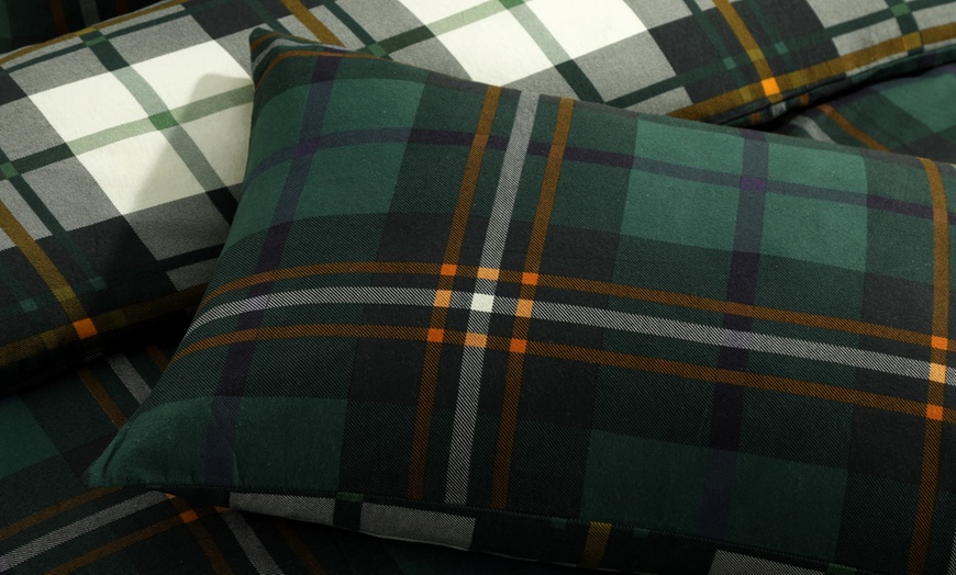 Image 4: Cotton Tartan Check Duvet Set