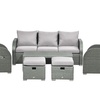 Image 3: Outsunny Seven-Seater Rattan-Effect Recliner Furniture Set