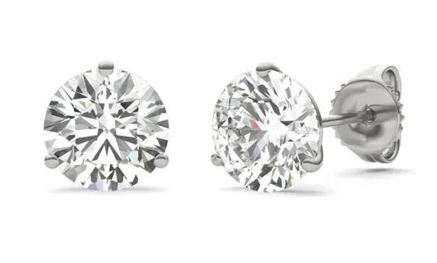 Image 2: Paris Jewelry 925 Silver Plated 0.9 Ct Simulated Cubic Zirconia Stud Earrings