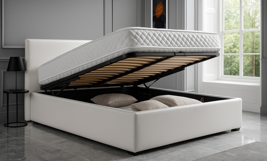 Image 7: Letto contenitore Colisée in similpelle, materasso Empereur opzionale