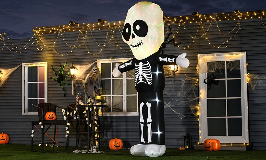 Image 32: HomCom Halloween Inflatable Decorations, Ghosts and Skeletons