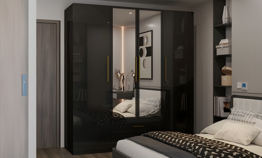 Image 8: High Gloss Wardrobe with Mirrored Door