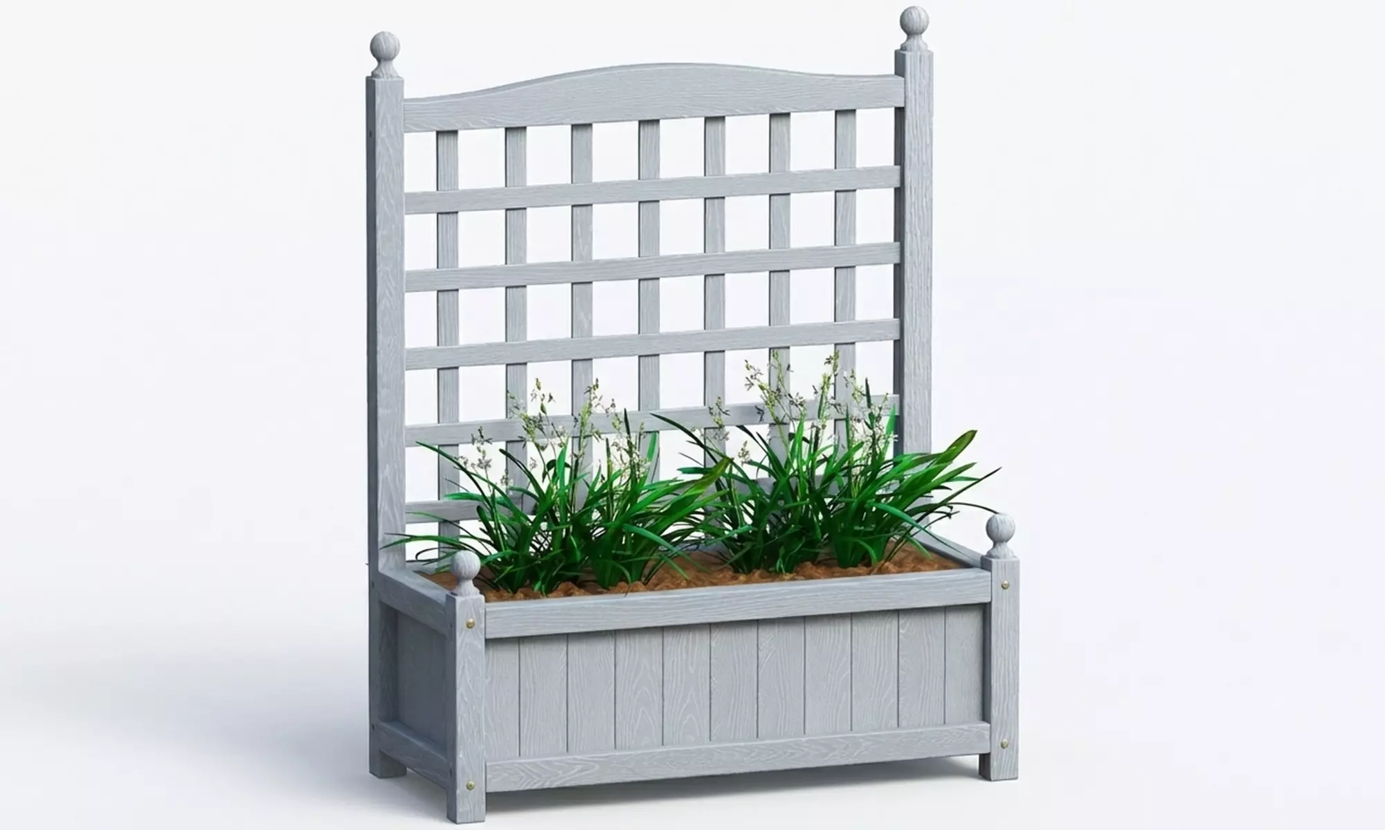 Outsunny Wooden Raised Garden Planter with Trellis