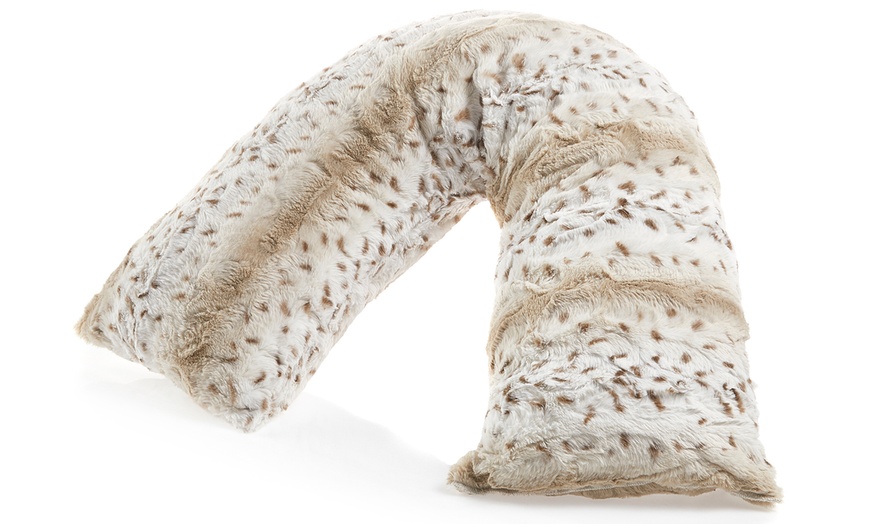 Image 4: Snow Leopard Faux Fur V Pillow or Throw