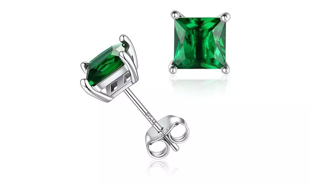 Sterling Silver May Birthstone Stud Earring Collection Made With Swarovski