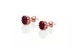 Rose Gold Flashed Sterling Silver Created Ruby Crown Stud Earrings - Second Medium