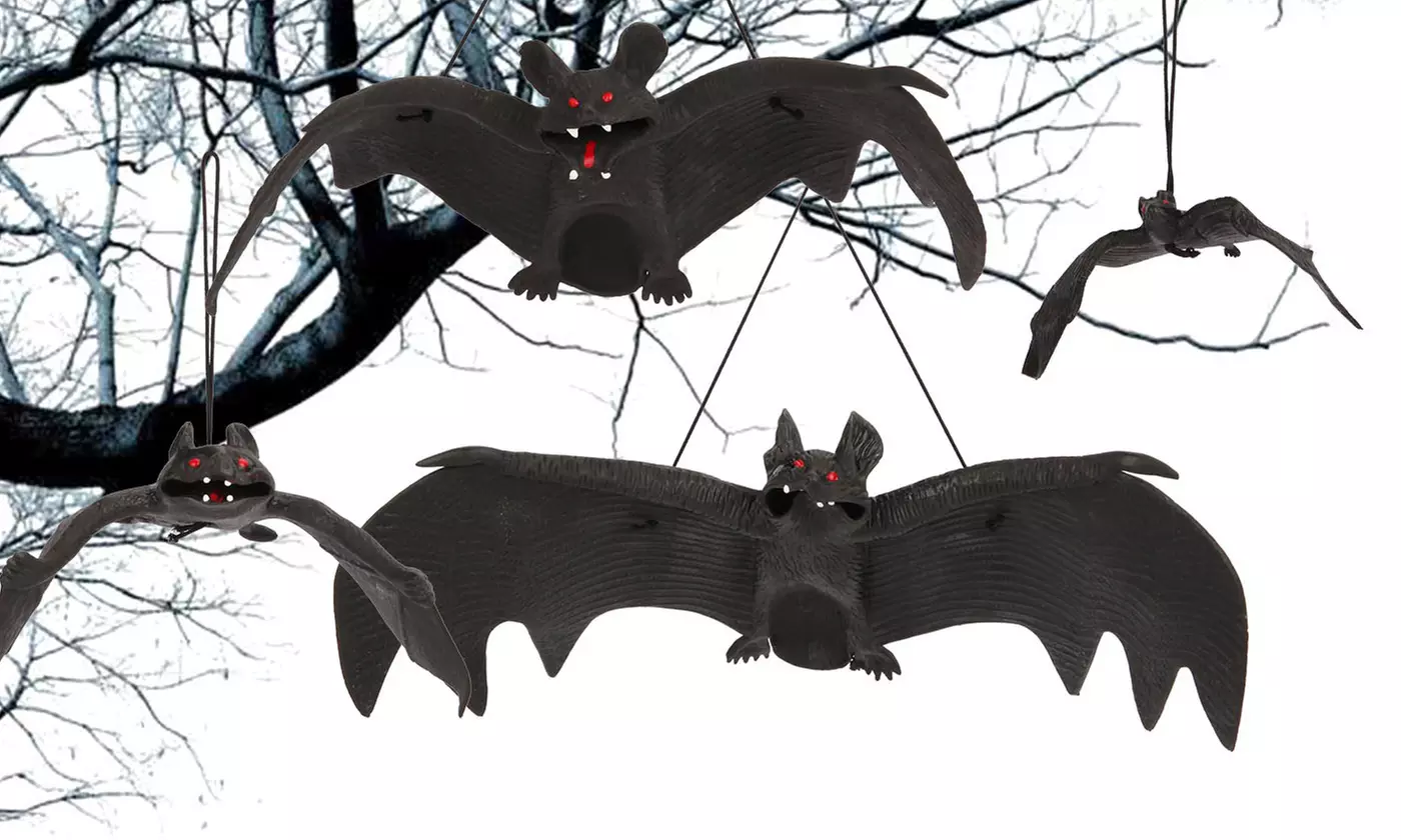 4Pcs Halloween Hanging Fake Bat Props Party Decor Prank Joke Toys - Second Medium