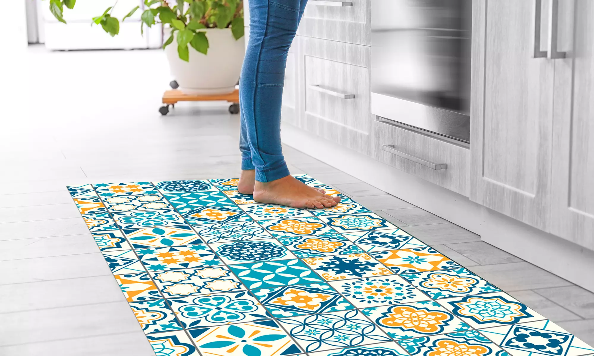 Non-Slip Kitchen Runner Rug with Digital Print
