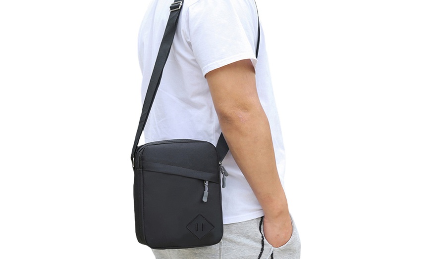 Image 10: Men's Oxford Crossbody Shoulder Bag with Adjustable Strap