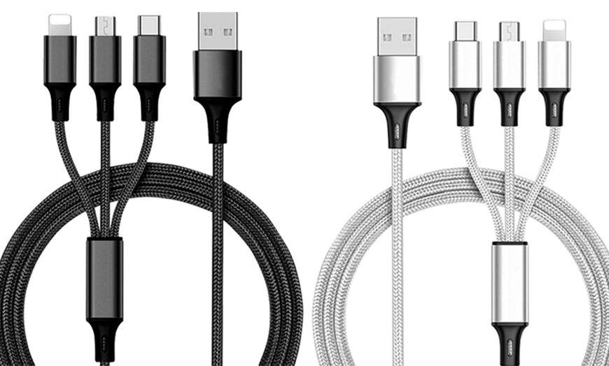 Image 12: 3-in-1 USB Charging Cable; Type C, Lightning and Micro-USB