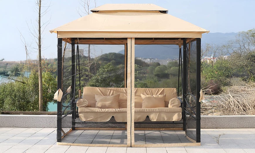 Image 3: Outsunny Three Seater Swing Chair