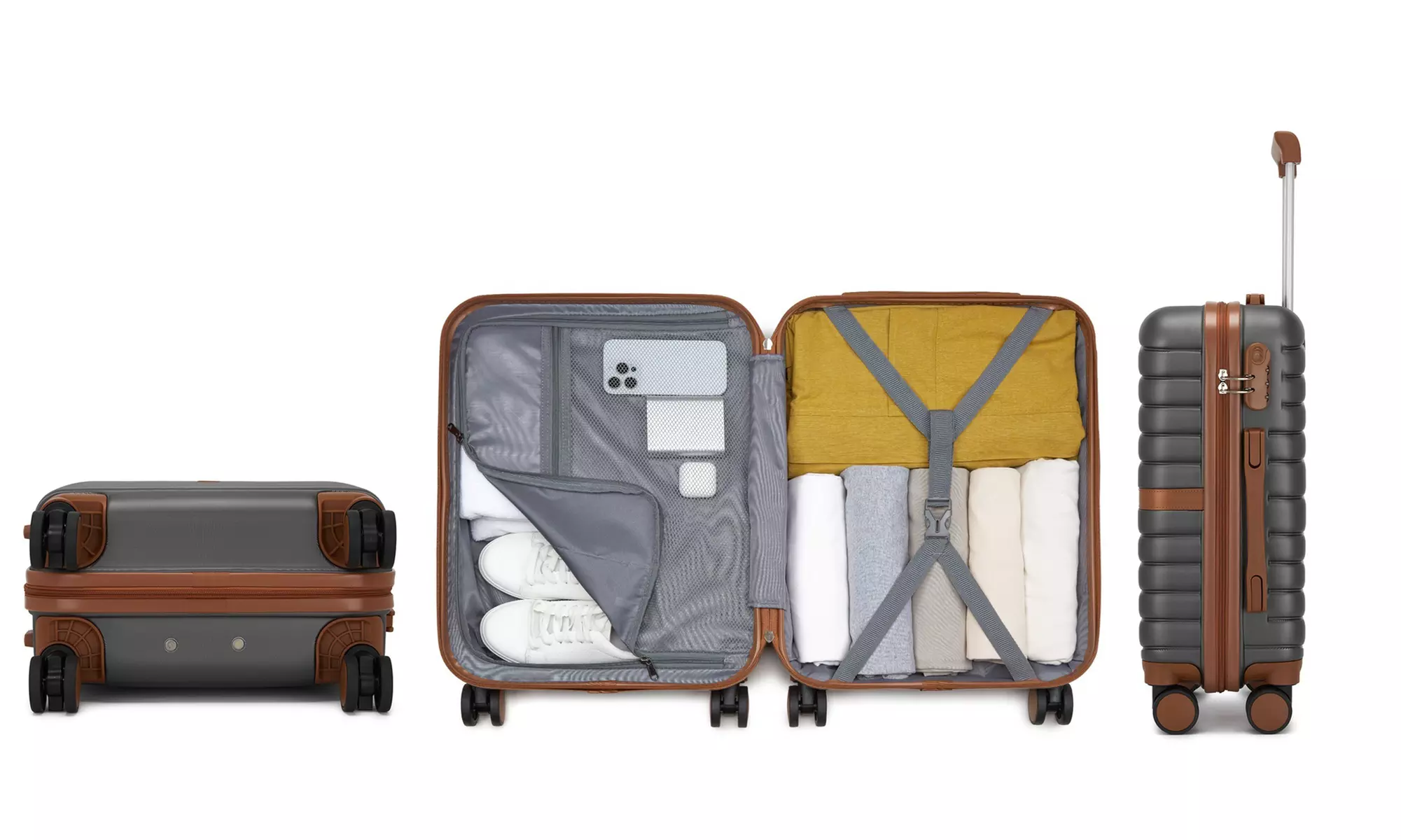 KONO Stylish Stripe Design Suitcase with Spinner Wheels