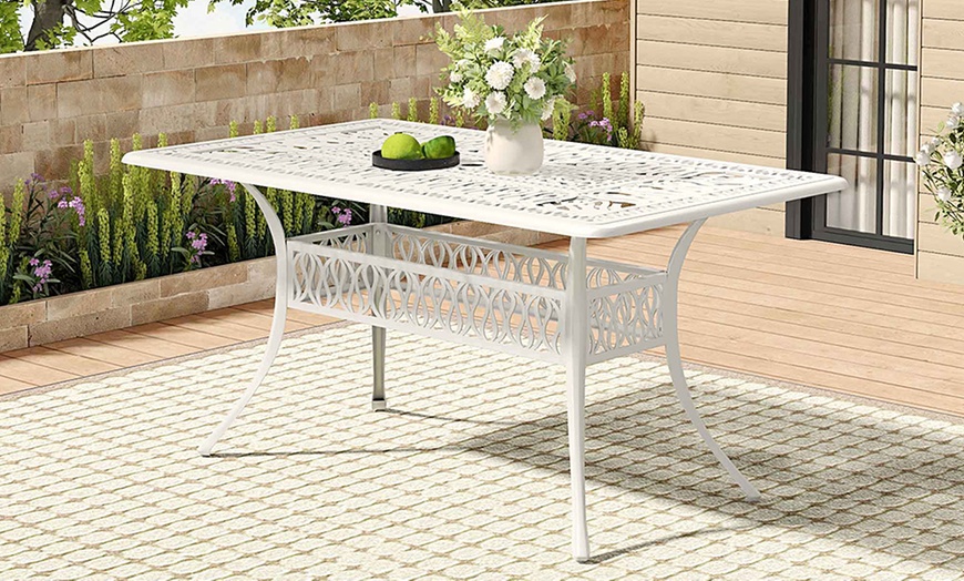 Image 14: Garden Outdoor Cast Aluminum Vintage Bistro Table 