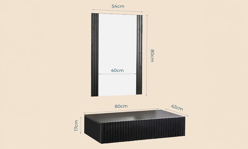Image 7: Recibidor Roble Alba acanalado con espejo y cajón Amira