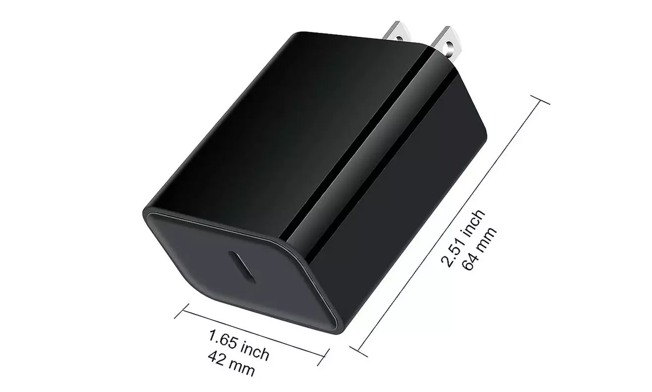 2 Pack 20W PD Fast Charging Block Black USB Type C to Type C