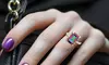 4.00 CTTW Genuine Rainbow Topaz Emerald Cut Sterling Silver Ring
