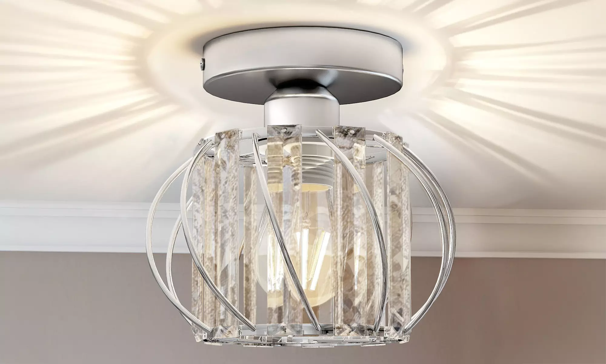 Emitto Crystal Semi-Flush Ceiling Light with 1-Light & 3-Light Options