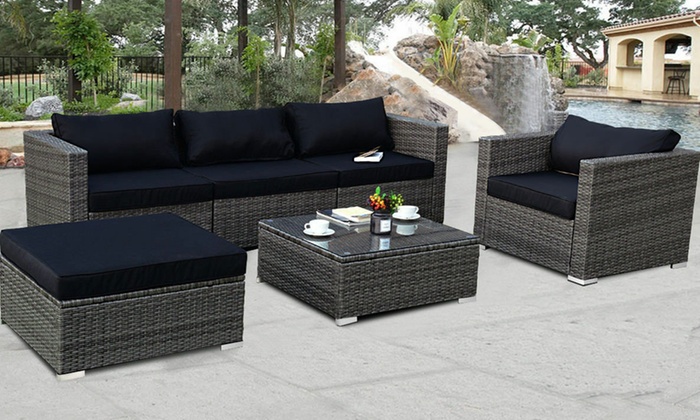 Rattan Wicker Patio Furniture Set 6 Piece Groupon