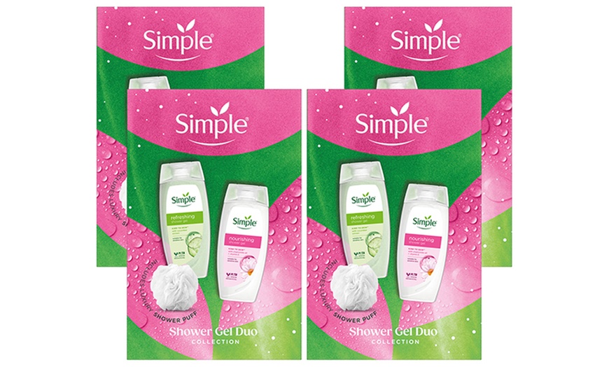 Image 6: Simple Shower Gel Duo Collection with Shower Puff Set