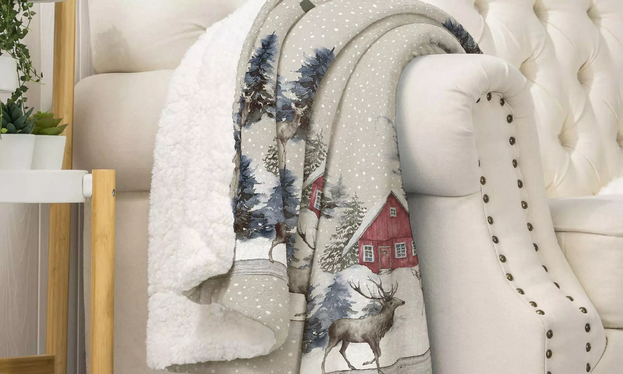 Couverture avec face en Sherpa doux et une face en microfibre hypoallergénique - Primary Image