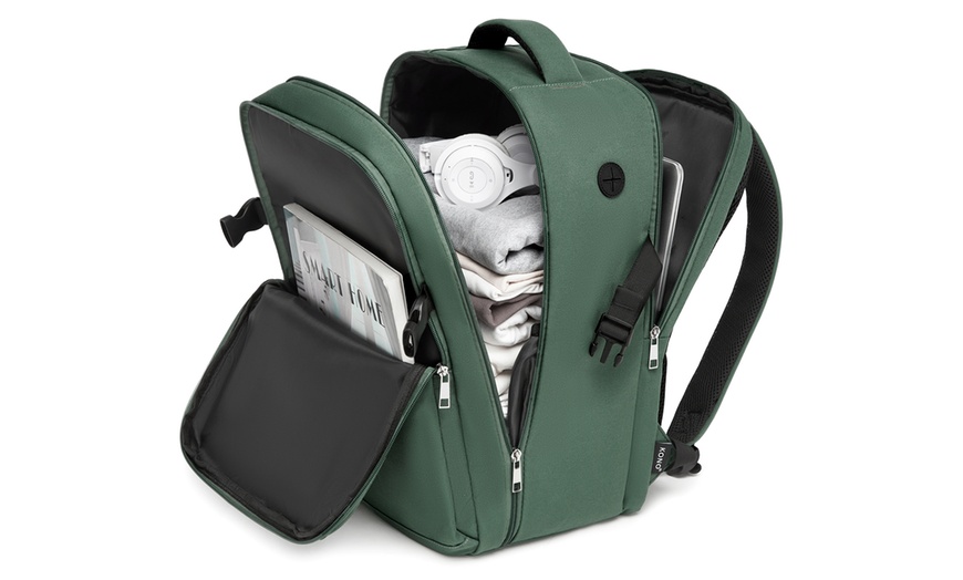 Image 24: Kono 20L Cabin Backpack with Red Trim for 15.6” Laptop Travel Daypack