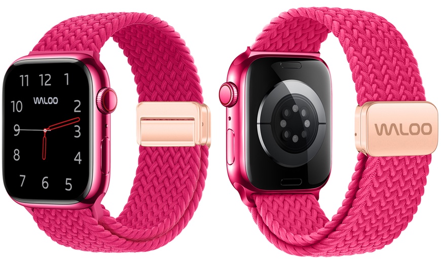 Image 3: Waloo Braided Nylon Magnetic Loop Band For Apple Watch- (Size & Color)