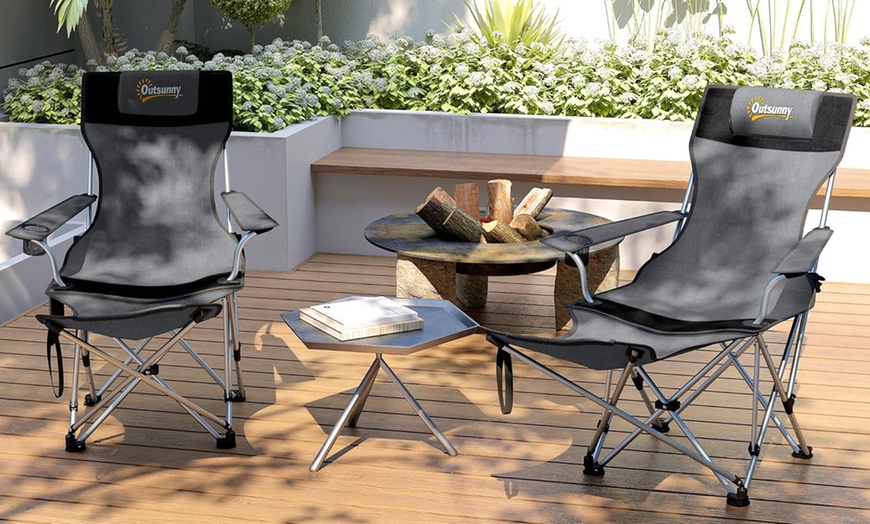Image 9: Set of Two Outsunny Folding Camping Chairs 