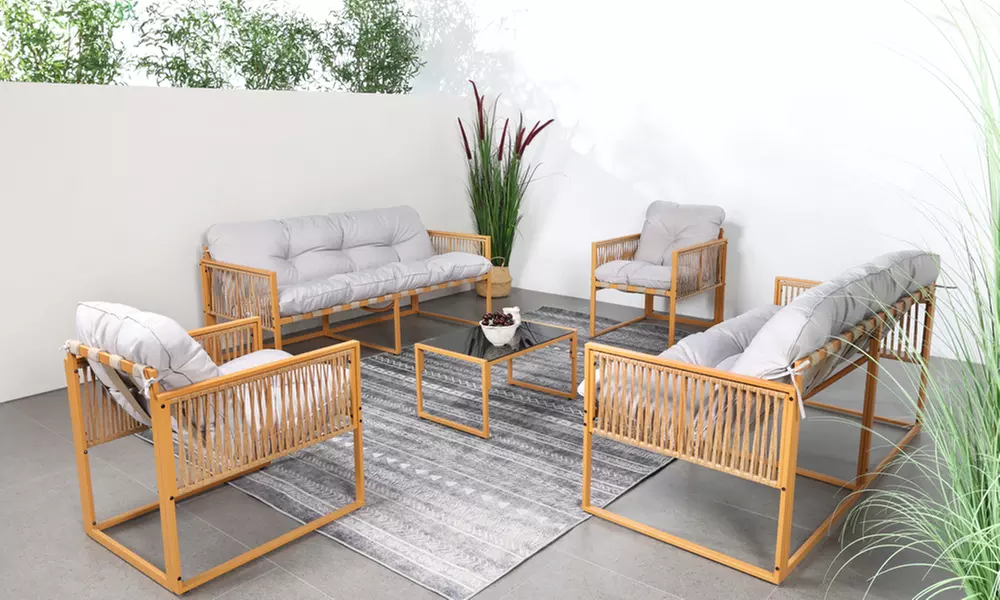 Salon de jardin Kocoon 4, 5 ou 8 places effet rotin, modèle "Forli"