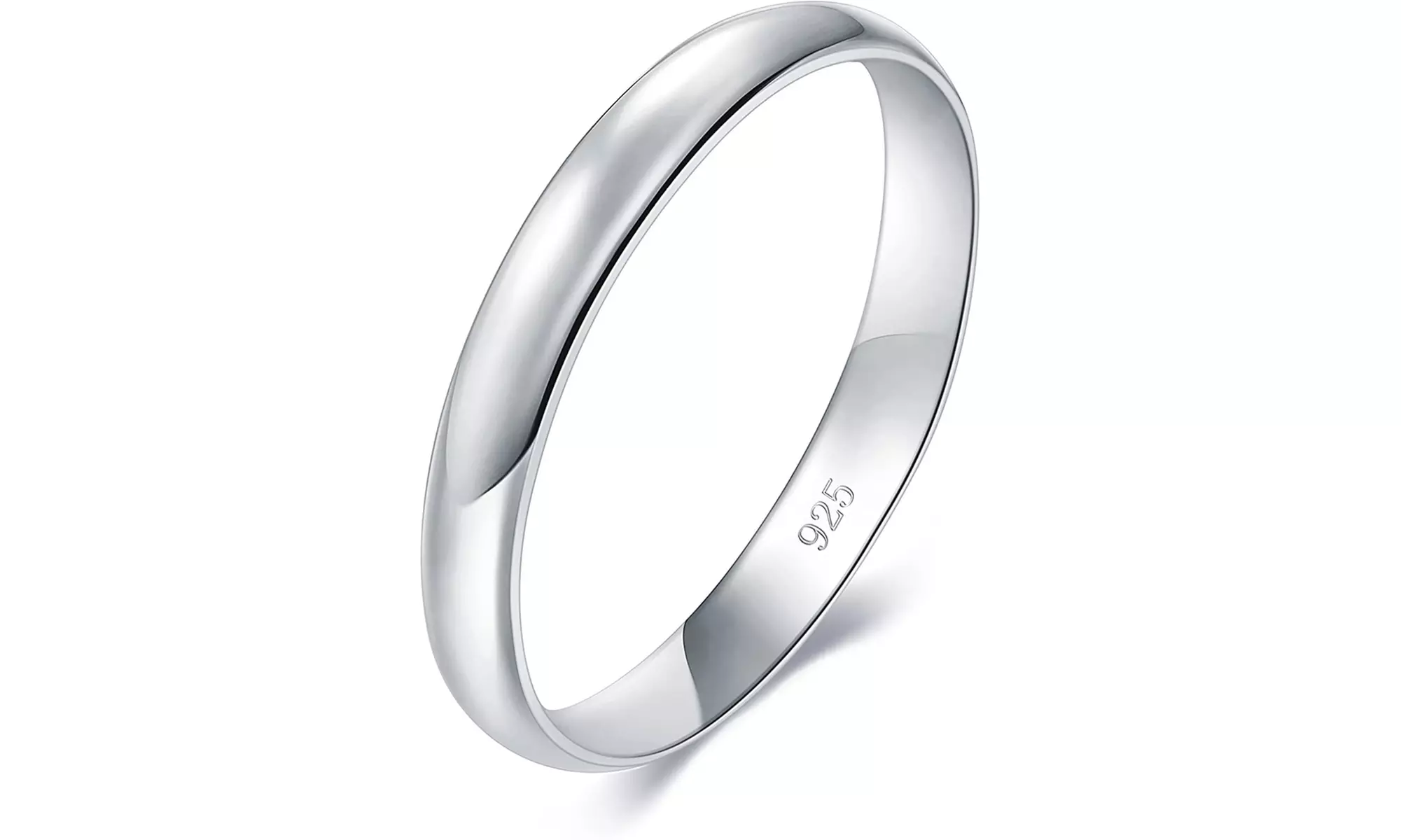 Italian Made Solid Sterling Silver 3MM Classic Wedding Band in Sizes 4-12