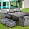 Image 15: 10 Seater Outsunny Rattan-Effect Patio Dining Set with Glass-Top Table