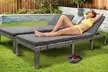 Grey Rattan-Effect Adjustable Sun Lounger with Cushion - Image 4