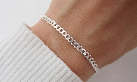 Italian 925 Sterling Silver Curb Bracelet In 7 or 8 Inch Made In Italy 8 Inch Silver Sterling Silver