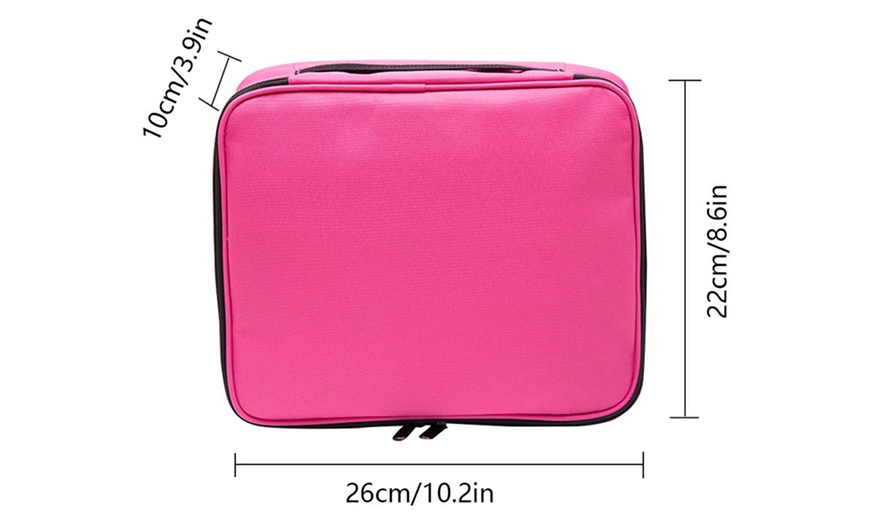 Image 11: Oxford Cosmetic Makeup Case Storage Handle Organizer Travel Kit Brush Bag Set