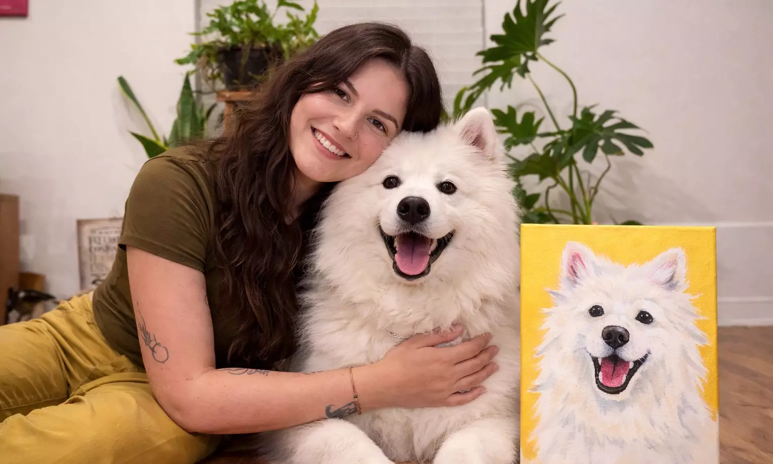 Pinta a tu mascota en lienzo con vino ilimitado y día a elegir para 1