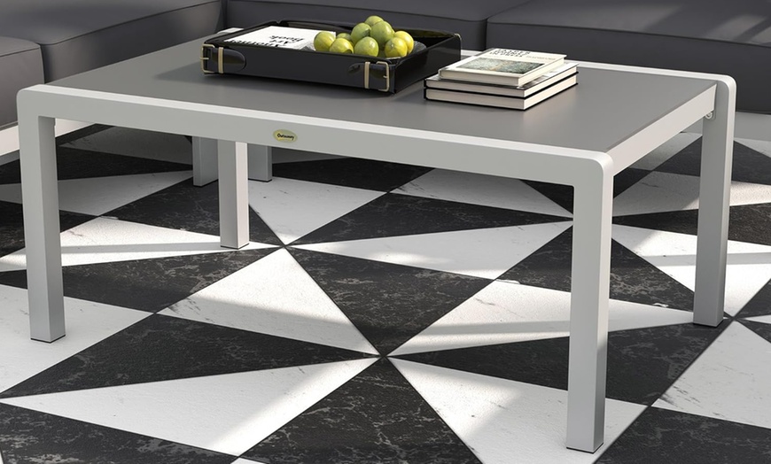 Image 3: Outsunny Aluminium Corner Sofa, Armchair and Table Garden Sofa Set