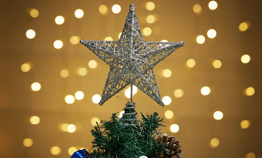 Image 5: Living And Home Christmas Star Sequins Tree Topper with LED Lights