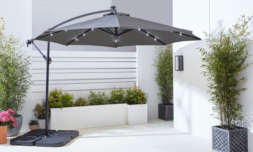 Image 14: Neo 3m Garden Outdoor Waterproof Freestanding Parasol LED Lights 