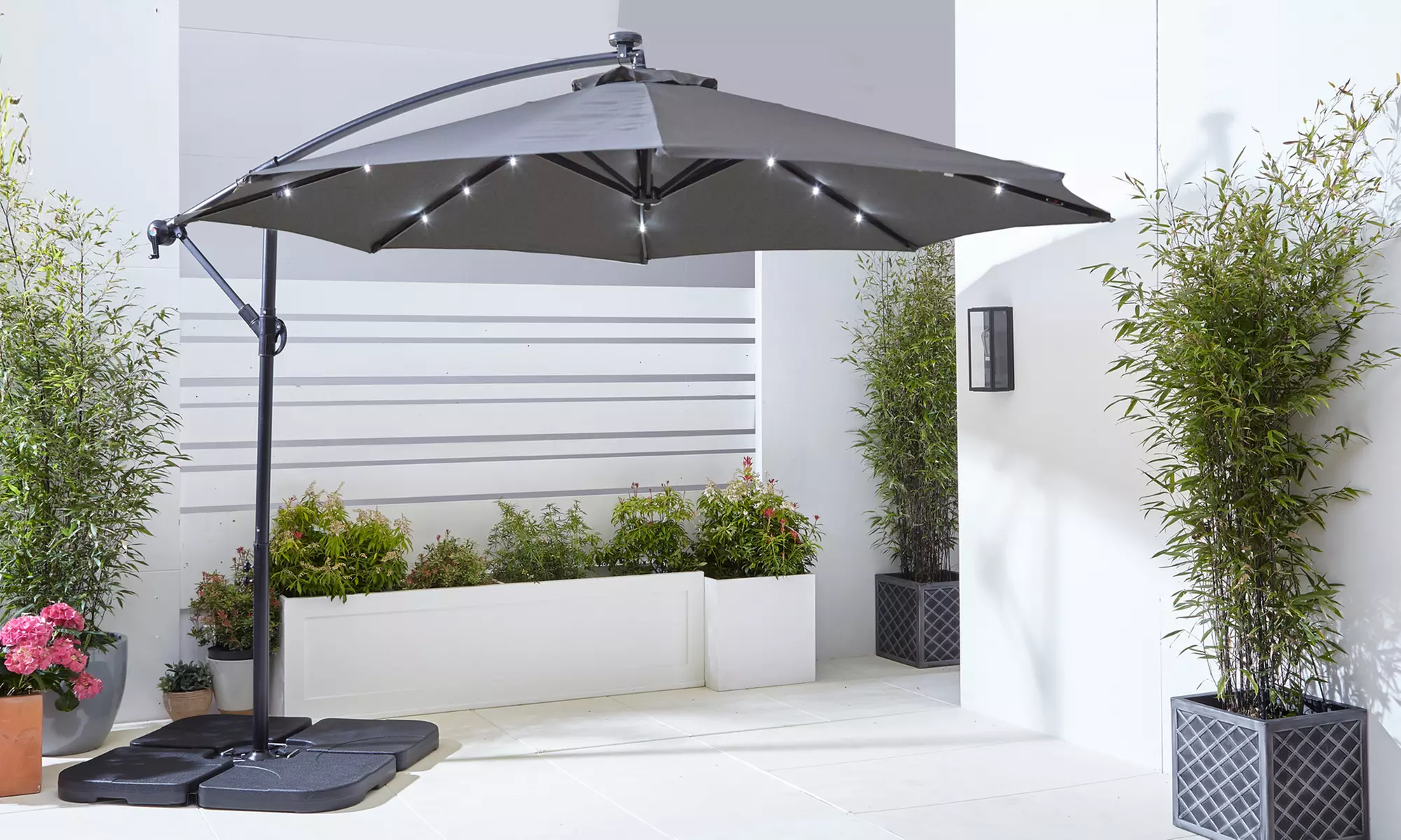 Neo 3m Garden Outdoor Waterproof Freestanding Parasol LED Lights
