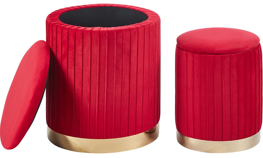 Image 17: Conjunto de pufs de terciopelo